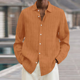 Business Pure Color All-matching Shirt Men's Striped Cardigan Long Sleeve