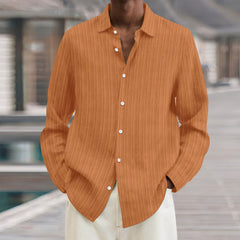 Business Pure Color All-matching Shirt Men's Striped Cardigan Long Sleeve