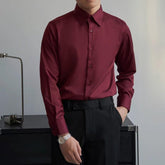 Autumn Black Shirt Men's Long Sleeve Slim Korean Style
