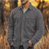 Men's Casual Outdoor Retro Light Core Velvet Solid Color Shirt